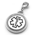 Bordered Round Medical Alert Charm w/ Black Symbol